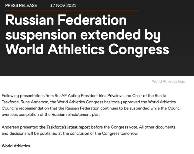 开云体育官网-俄罗斯田协被延长禁赛处罚 表态绝不会“重蹈覆辙”